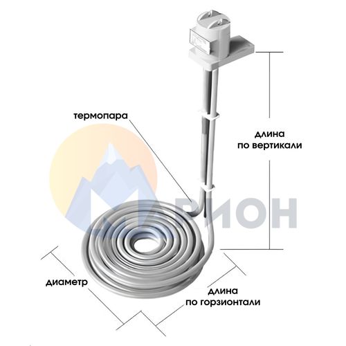 ТЭН фторопластовый, PTFE оболочка, модель HXFL, 3000Вт, 220В, 460мм, D 230мм