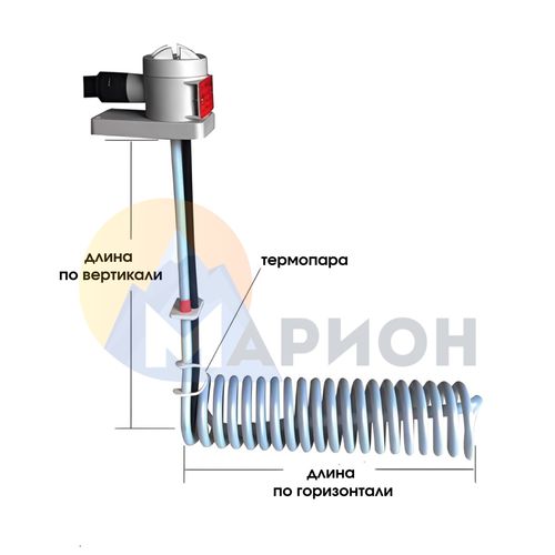 ТЭН фторопластовый, PTFE оболочка, модель HXL, 6000Вт, 220В